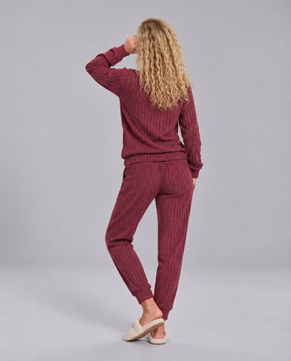 Ribbed Knit Long Sleeve Two Piece Set