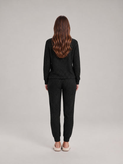 Ribbed Knit Long Sleeve Two Piece Set