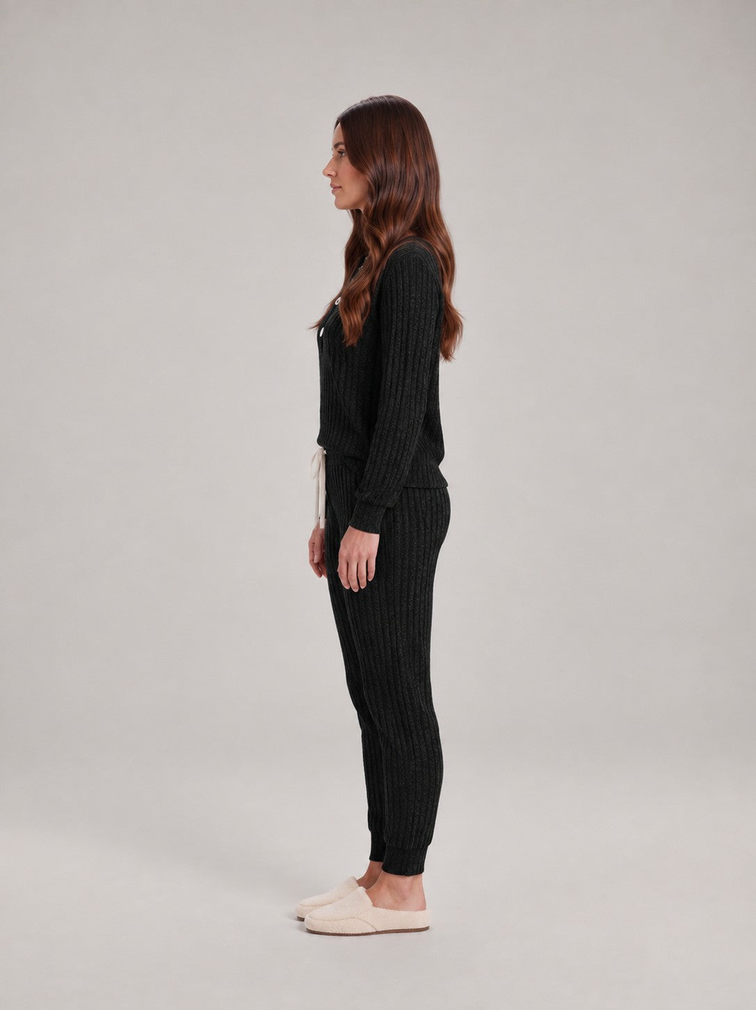 Ribbed Knit Long Sleeve Two Piece Set
