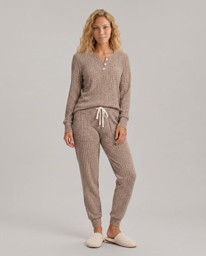 Ribbed Knit Long Sleeve Two Piece Set