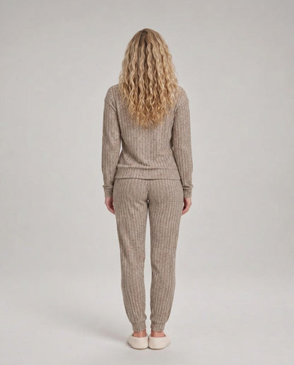 Ribbed Knit Long Sleeve Two Piece Set