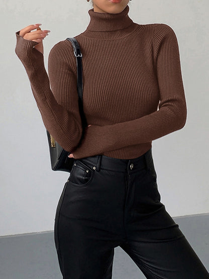 Ribbed Knit Turtleneck Sweater