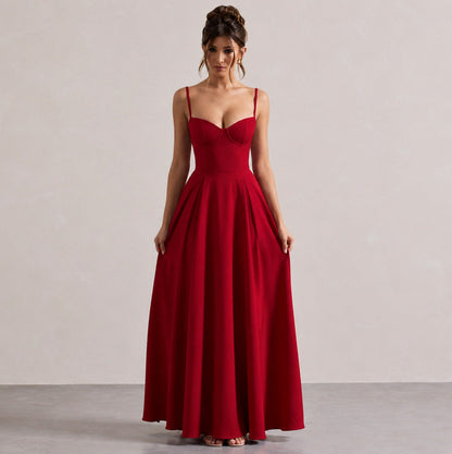 Satin Corset Sweetheart Midi Dress