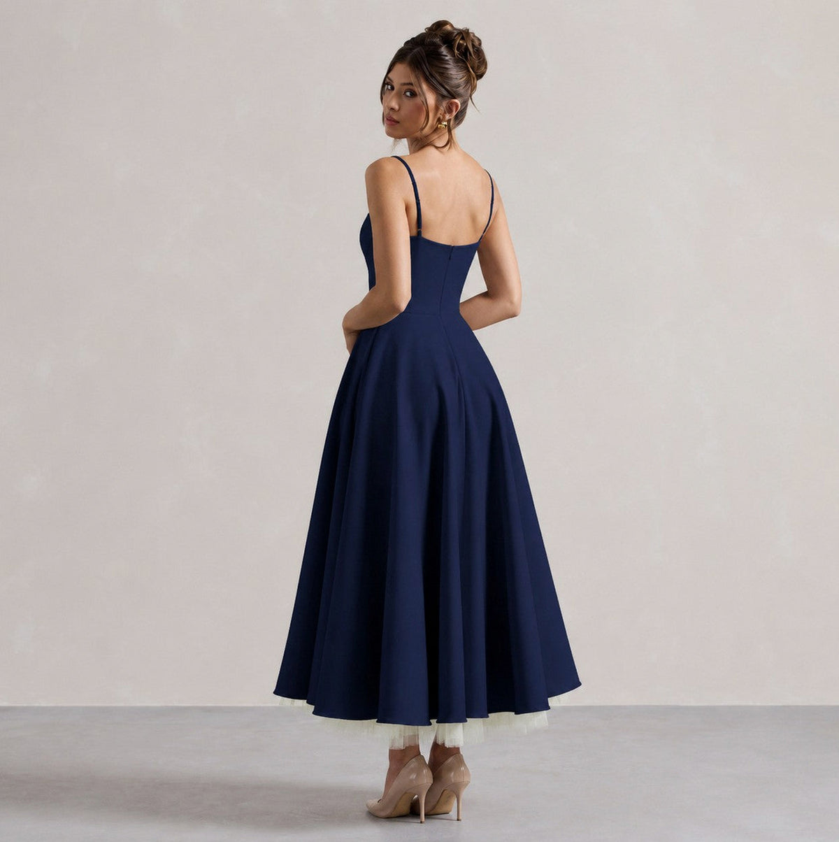 Satin Corset Sweetheart Midi Dress