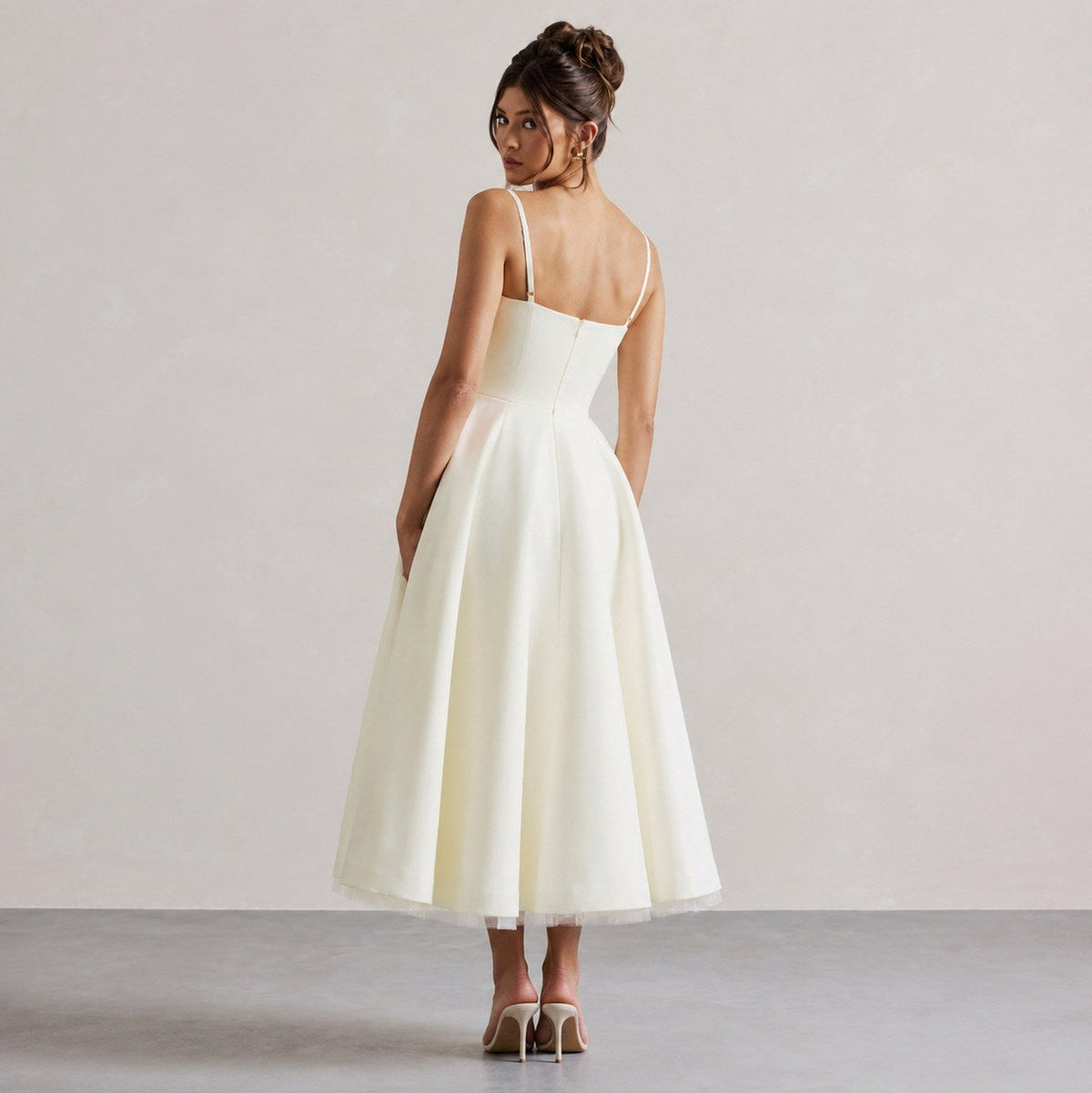 Satin Corset Sweetheart Midi Dress