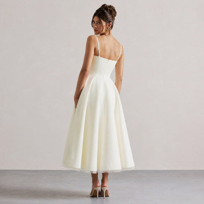 Satin Corset Sweetheart Midi Dress