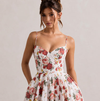Satin Corset Sweetheart Midi Dress