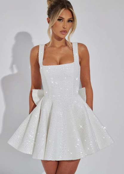 Sequin Skater Square Neck Mini Dress