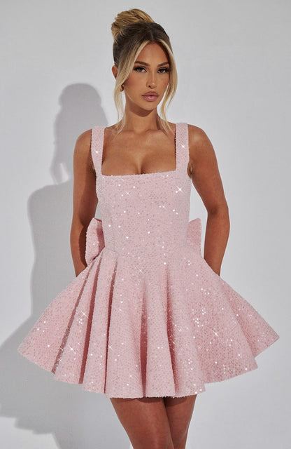 Sequin Skater Square Neck Mini Dress