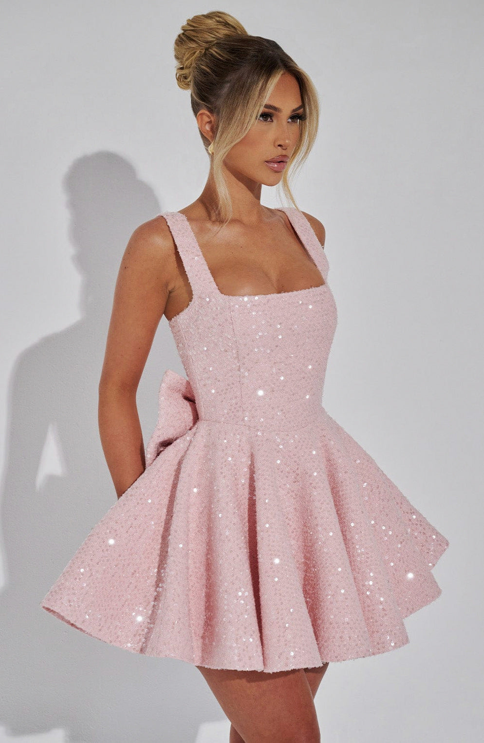 Sequin Skater Square Neck Mini Dress