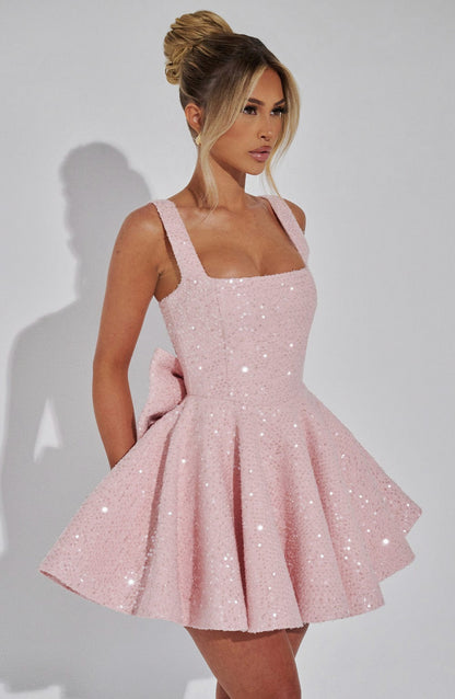 Sequin Skater Square Neck Mini Dress