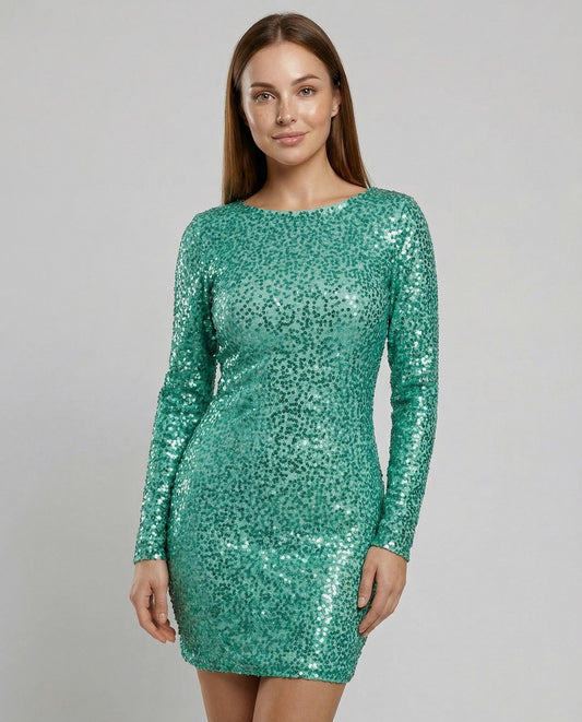 Sequin Long Sleeve Mini Dress