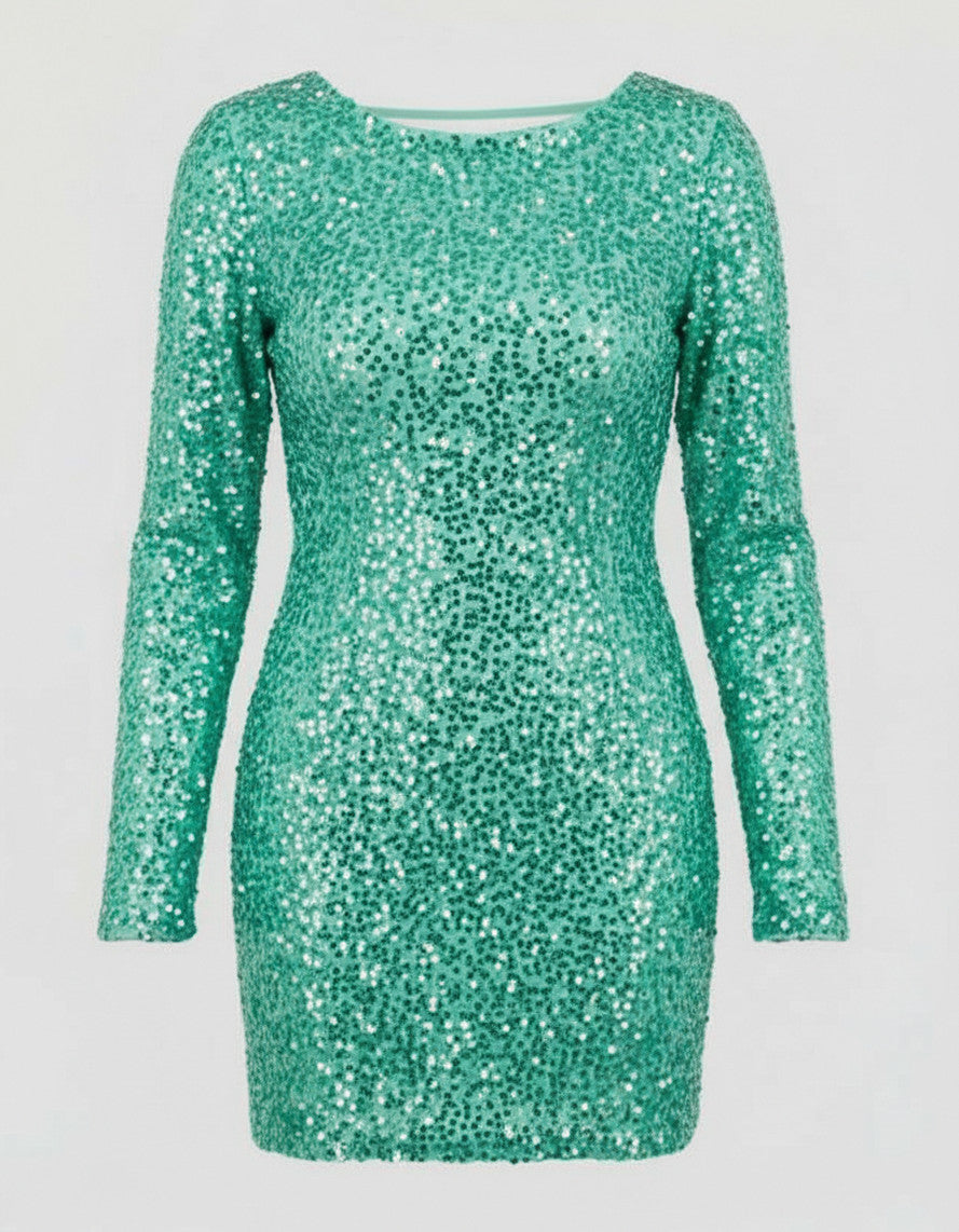 Sequin Long Sleeve Mini Dress