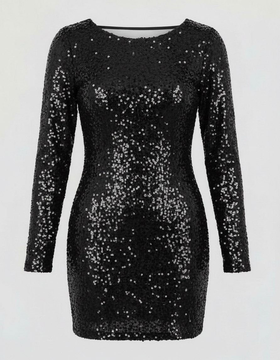 Sequin Long Sleeve Mini Dress