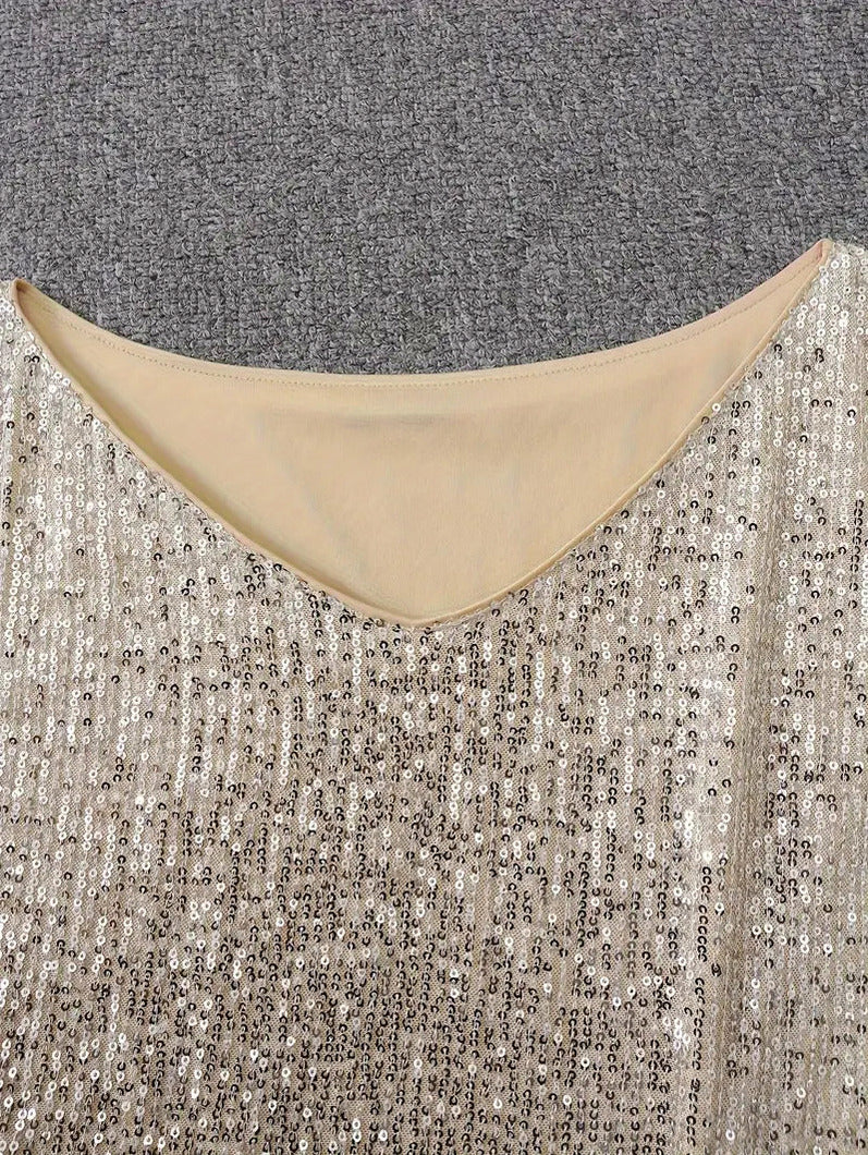 Sequin Long Sleeve Off Shoulder Mini Dress