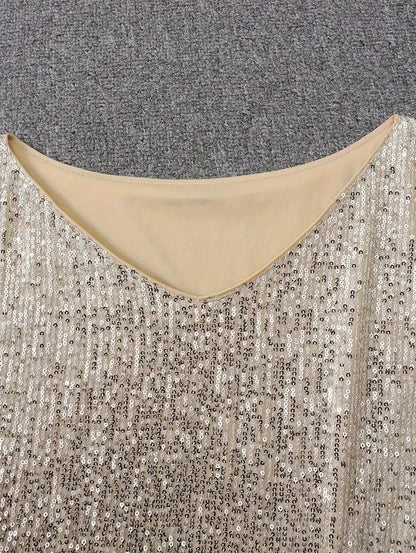 Sequin Long Sleeve Off Shoulder Mini Dress