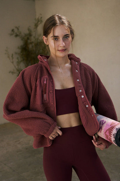 Sherpa Button Front Fleece Jacket
