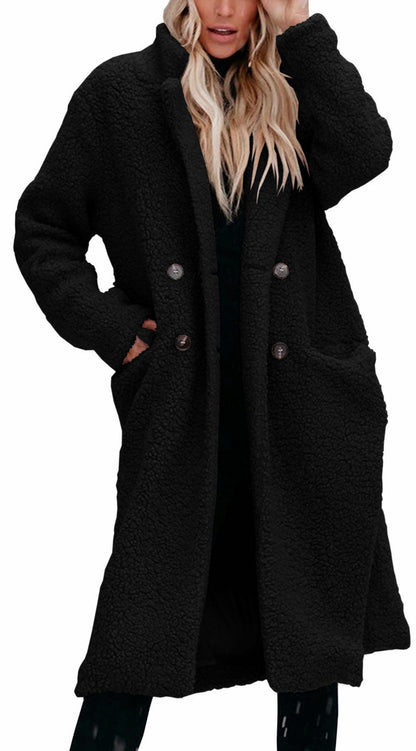 Sherpa Button Front Long Coat