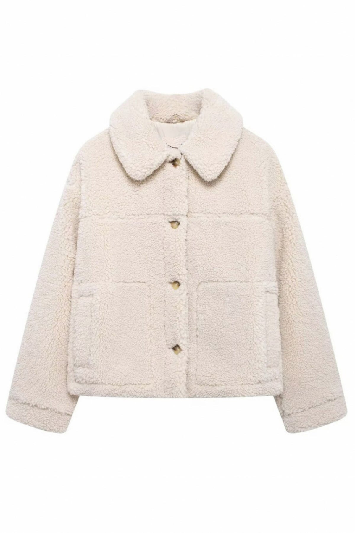 Sherpa Button Front Long Sleeve Jacket