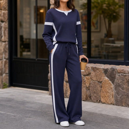 Side Stripe Wide Leg Two Piece Set
