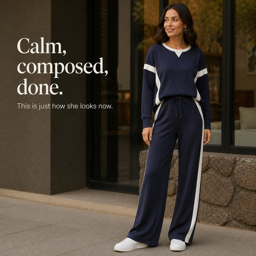 Side Stripe Wide Leg Two Piece Set