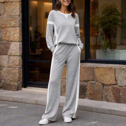 Side Stripe Wide Leg Two Piece Set