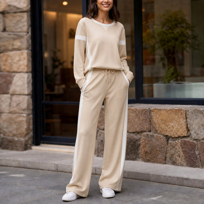 Side Stripe Wide Leg Two Piece Set