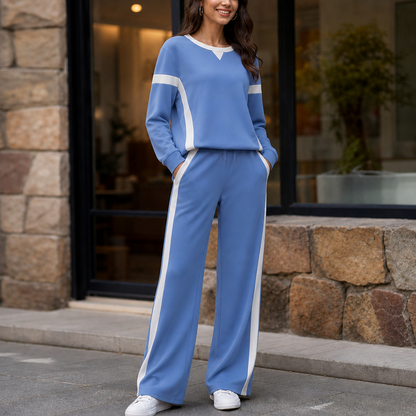 Side Stripe Wide Leg Two Piece Set