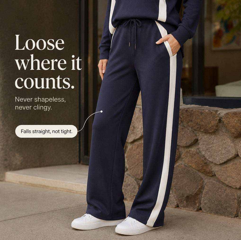 Side Stripe Wide Leg Two Piece Set