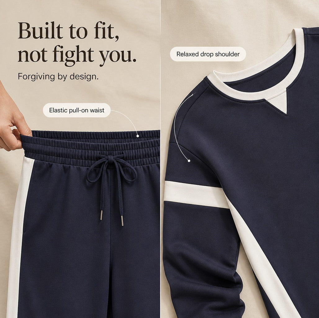 Side Stripe Wide Leg Two Piece Set