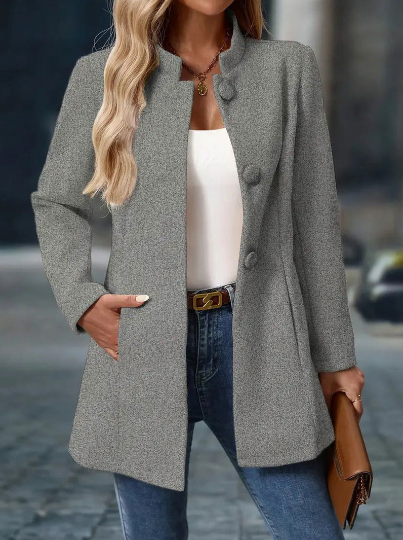 Stand Collar Long Sleeve Coat