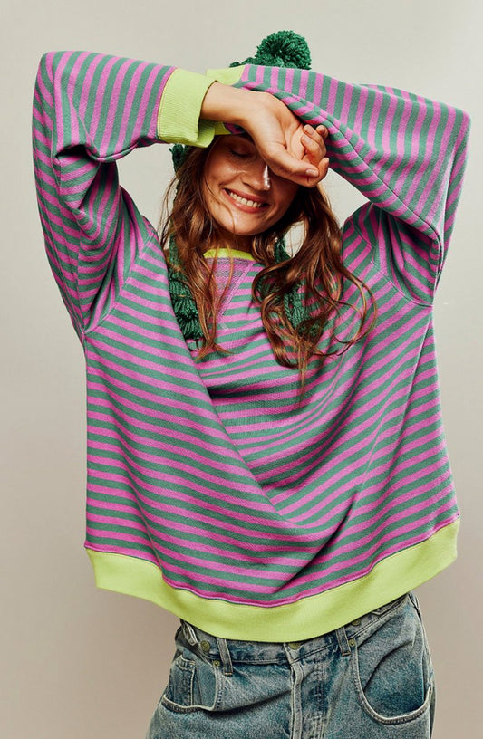 Striped Crewneck Oversized Sweater