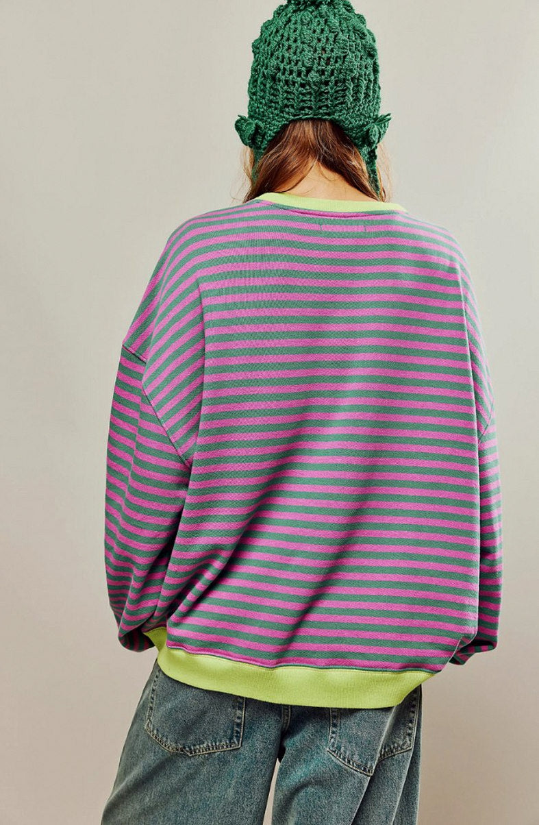 Striped Crewneck Oversized Sweater