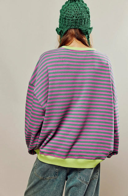 Striped Crewneck Oversized Sweater