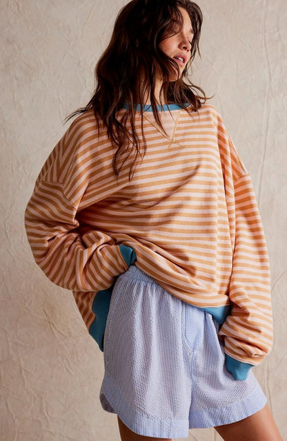 Striped Crewneck Oversized Sweater
