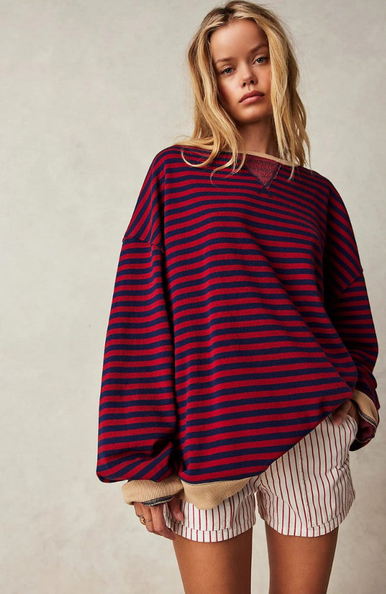 Striped Crewneck Oversized Sweater