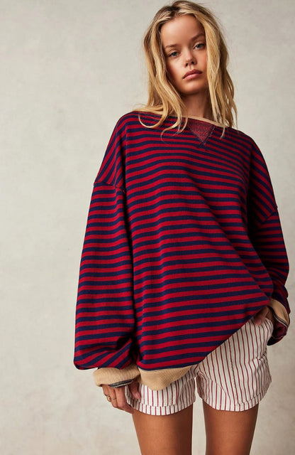 Striped Crewneck Oversized Sweater