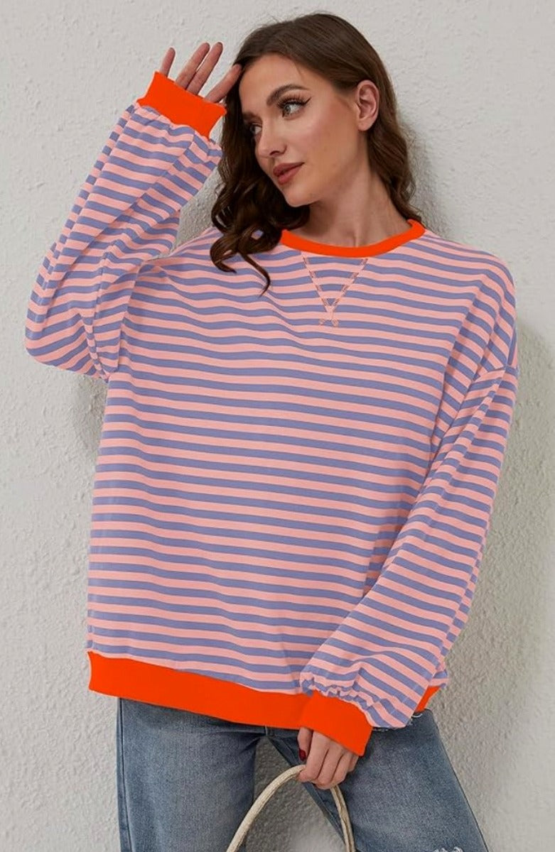 Striped Crewneck Oversized Sweater