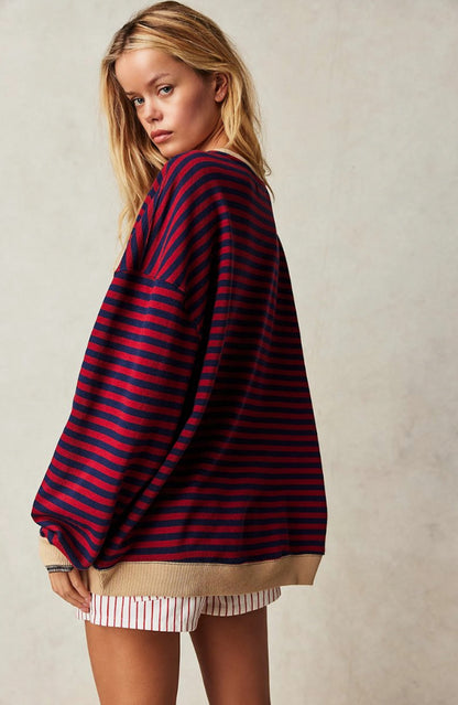 Striped Crewneck Oversized Sweater