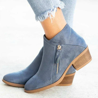 Suede Block Heel Ankle Boots