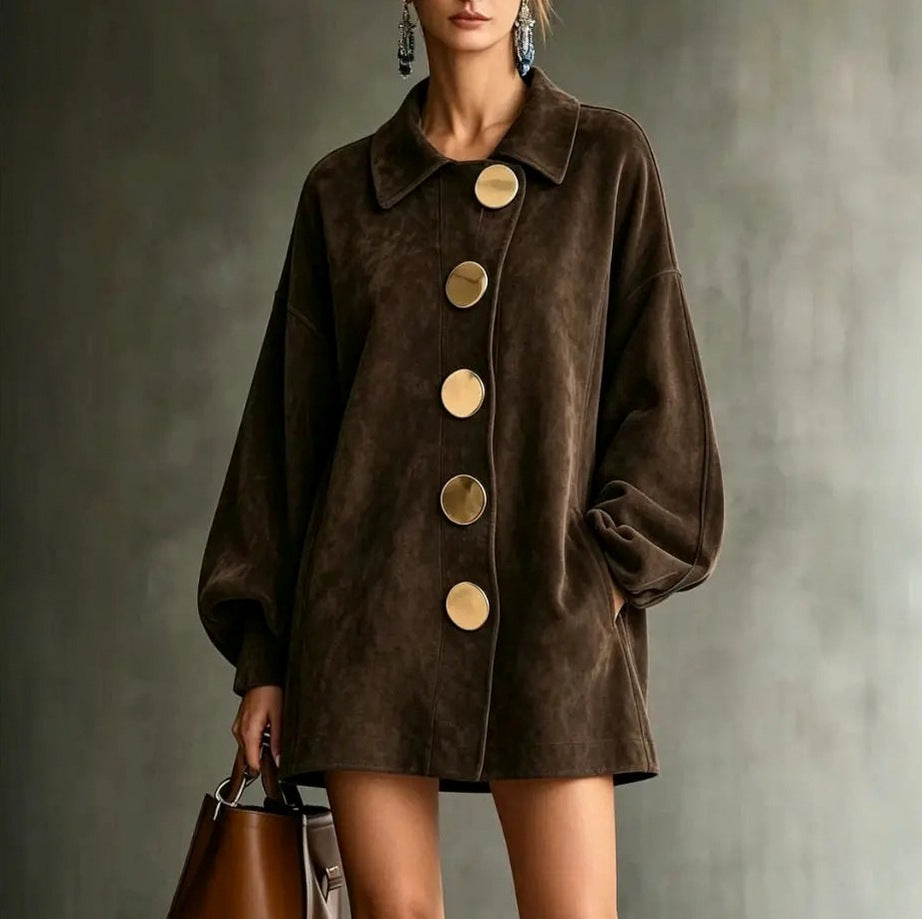 Suede Button Front Jacket