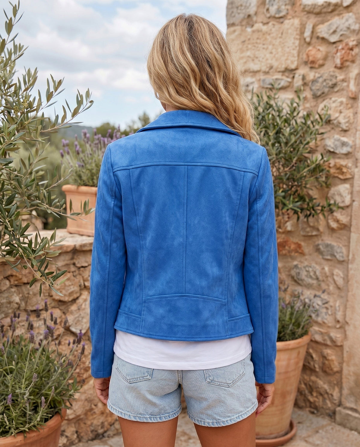 Suede Long Sleeve Biker Jacket