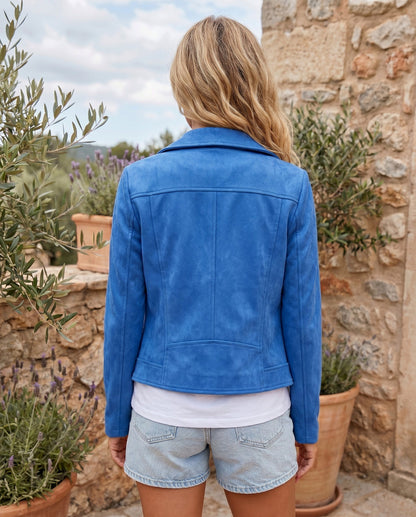 Suede Long Sleeve Biker Jacket