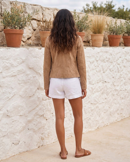 Suede Long Sleeve Biker Jacket
