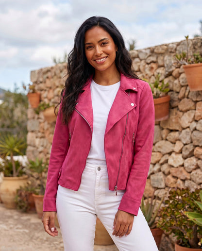 Suede Long Sleeve Biker Jacket