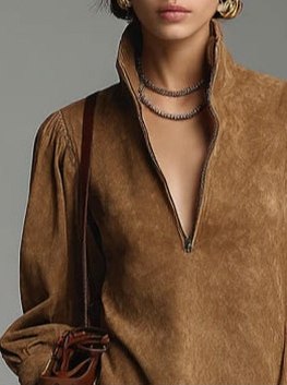 Suede Long Sleeve Mini Dress