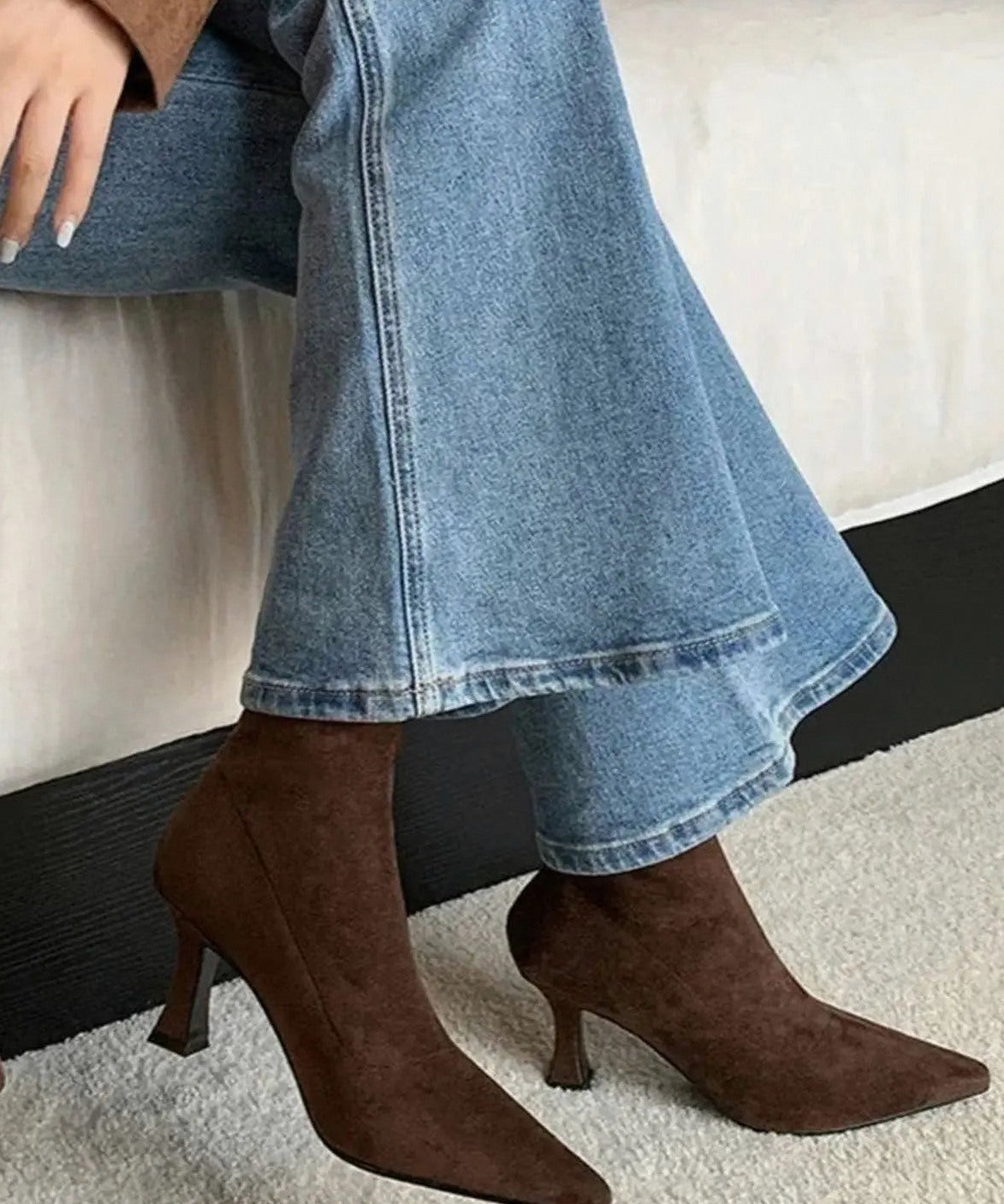 Suede Pointed Toe Ankle Boots