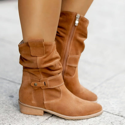 Suede Slouch Mid Calf Boots