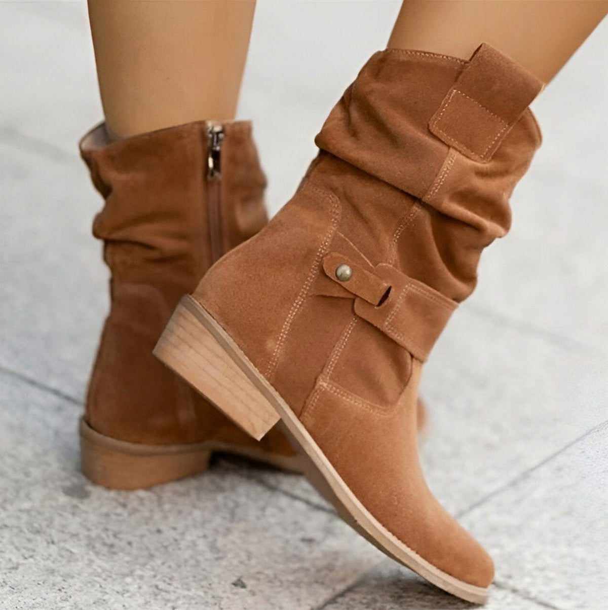 Suede Slouch Mid Calf Boots