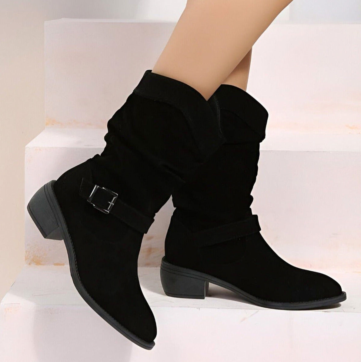 Suede Slouch Mid Calf Boots